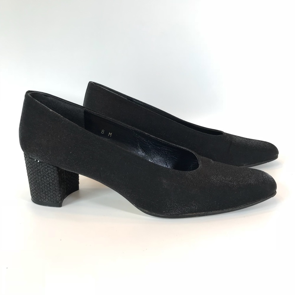 🌵BANDOLINO Satin Shiny Black Sparkle Heel Spain